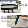 Set of 2 Coffee Table Stylish Nesting End Tables w/ Wooden Tray Top & Steel Legs