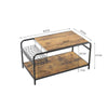 Industrial Wood Top Metal Frame Coffee Table With Side Basket Storage Shelf Home