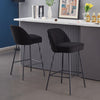 2x Bar Stools Velvet Breakfast Chairs Footrest Barstool with Spring Cushion