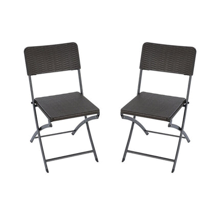 2x Folding Camping Chairs Picnic Fishing Rattan Effect Beach Outdoor Seat Garden