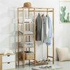 6 Tier Bamboo Garment Rack Storage Shelves Clothes Hanging Wardrobe Closet Stand