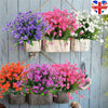5 Bundles Artificial Flowers Plastic Fake Outdoor Plants Faux UV Resistant Decor