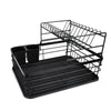 2 Tier Dish Drainer Metal Wire Cutlery Draining Holder Plate Rack With Tray UK