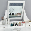 Dressing Table Vanity Makeup Desk Rotatable Mirror w/4 Drawers & Stool MDF White