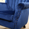 Velvet/Linen Chesterfield Armchair Tufted Wing Back Scalloped Shell Chair Sofa