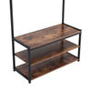 Coat Rack Stand and Shoe Storage Bench Metal Hall Tree with 3-Tier Shelf 8 Hooks