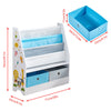 Children Bookshelf Kids Sling Book Rack with Storage Bins Toys Organizer White