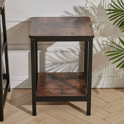 Industrial Bedside Table Vintage Side Cabinet Shelf Rustic Metal Storage Rack UK