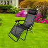 2 x Textoline Zero Gravity Chair Garden Pool Reclining Folding Sun Black Lounger