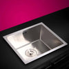 Stainless Steel Kitchen Sink Laundry Catering Topmount Square Single Bowl UK