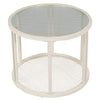 Modern Round Nesting Coffee Tables Set of 2 Glass Top Side End Tables NS