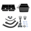 Large Stone Resin 2.0 Kitchen Sink with Waste Kit Inset Sinks 2 Deep Bowls Black