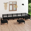 8 Piece Garden Set Solid Pinewood Black Y3D2