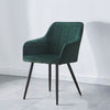 Set of 2 Green Velvet Dining Chairs with Arm rest Kitchen Dining Room Chairs