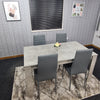 Grey Dining Table And 4 Chairs Dining Room Wood kitchen table and Leather chairs
