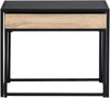 Industrial Nested Tables Black Top Oak Tray Stackable Units Metal Frame Set 2Pcs