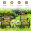 3 PCS Patio Rattan Wicker Rocking Bistro Set W/ Glass Table & Adjustable Feet