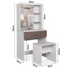Dressing Table with Drawers, Mirror Stool Set Makeup Desk Vanity Table Bedroom