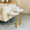 Elegant Minimalist Marble Nest of Table End Bedside Table with Sturdy Gold Frame