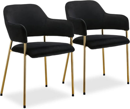 2pcs Velve Dining Chairs Set Padded Seat Metal Legs Kitchen Furniture Chair New