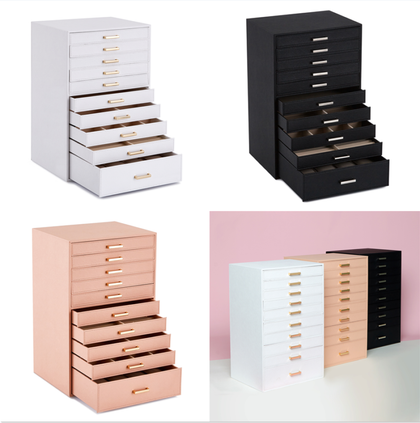 Large 10 Layers Jewellery Boxes Storage Drawer Cabinet Earing Necklace Organizer
