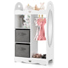 Children Armoire Dresser Kids Wooden Hanging Dress Up Wardrobe with Mirror