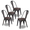 4PCS Dining Chair Stackable Side Metal Industrial Kitchen Chairs Home Black Gold