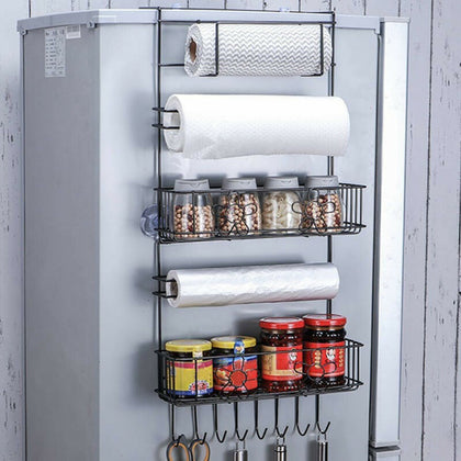 Kitchen Refrigerator Fridge Hanging Rack Shelf Side Storage Multi-Layer Organize