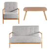 Upholstered Armchair Linen Sofa Couch Wood Frame Chair Matched Table Living Room