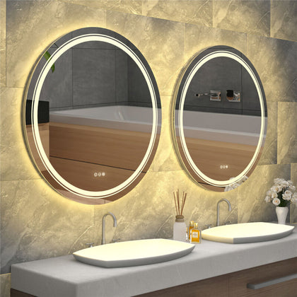 DIY Round Illuminated Bathroom Mirror with Demister Over Bathroom Sink LED Light