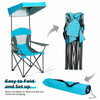 Outdoor Canopy Chair Sunshade Folding Camping Chair W/ Cup Holder & Carrying Bag