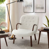 Modern Berber Fleece Fabric Lounge Chair Single Sofa Accent Chair w/Footstool