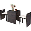 3PC Rattan Furniture Bistro Set Garden Chair Table Patio Outdoor Conversation