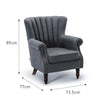 Upholstered Wing Back Scallop Armchair Tub Chair Wooden Legs Fabric Studded Sofa
