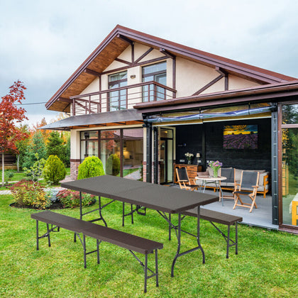 Large 180cm Garden Dining Beer Trestle Table with Benches Set Outdoor 8 Seater