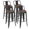 4pcs Metal Bar Stools,30 Inch Black Modern Kitchen Breakfast Chair w/Wooden Seat