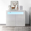 White Sideboard Cabinet High Gloss Cupboard Storage Furniture With LED 2 Doors