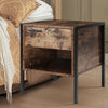 Industrial Bedside Cabinet Rustic Effect Wood Nightstand Side Table Drawer Shelf