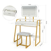 Dressing Table Vanity Set with Adjustable LED Light and Mirror Padded Stool