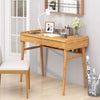 Modern Bamboo Computer Desk Study Writing Desk Workstation W/ 2 Storage Drawers