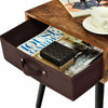 Industrial Nightstand Wooden Bedside Table Removable Fabric Drawer End Table
