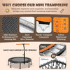 Foldable Mini Trampoline 115cm Exercise Trampoline w/ Height Adjustable Handrail
