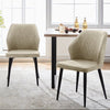 Set of 2 Dining Chair Faux Leather Soft Chair with Metal Legs Dining Room Cream