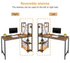 Industrial Study Computer Desk Office Table with 3-layer Bookshelf Storage Rack