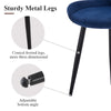 Set of 2 Dining Chairs Velvet Padded Seat Metal Leg Kitchen Chairs Multicolor