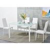 105cm 120cm Glass Dining Table and 4 /6 Padded Chairs Set Home Kitchen Furniture