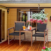 3PCS Wooden Furniture Set Outdoor Garden 2-Seater Table Chairs W/ Umbrella Hole