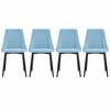 4Pcs Blue Velvet Dining Chairs Kitchen Dinning Room Metal Leg Modern Padded Seat