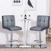 Set of 2 Bar Stools Faux Leather Gas Lift Bar Chair Grey Padded Chair Kitchen