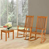 3 Pieces Eucalyptus Rocking Chair Set Ergonomic Outdoor Patio Furniture W/ Table